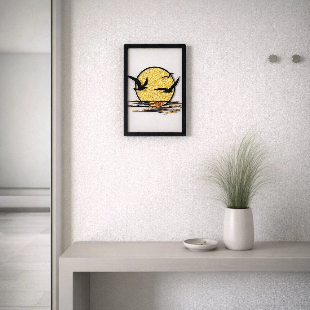 Handmade Baltic Amber Sun Wall Art | Small Decorative Panel