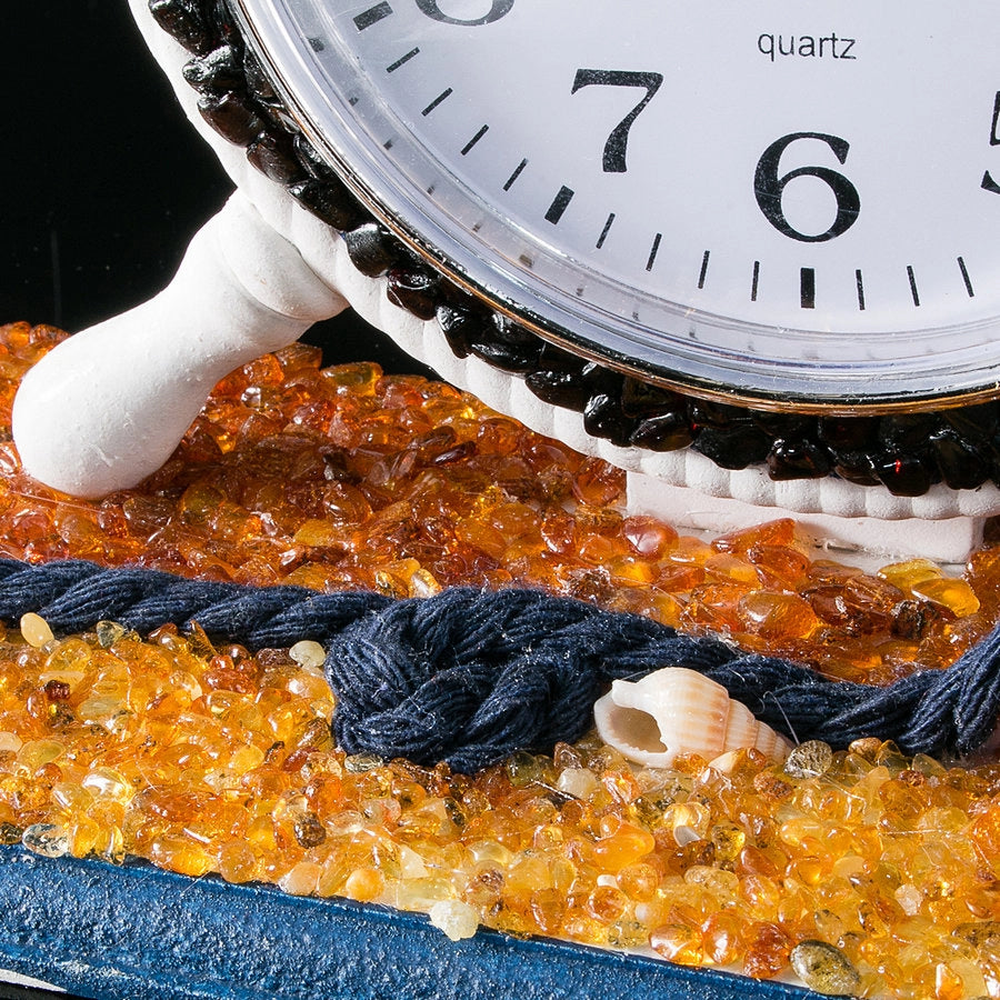 Baltic Amber Nautical Desk Clock & Sailboat Photo Frame
