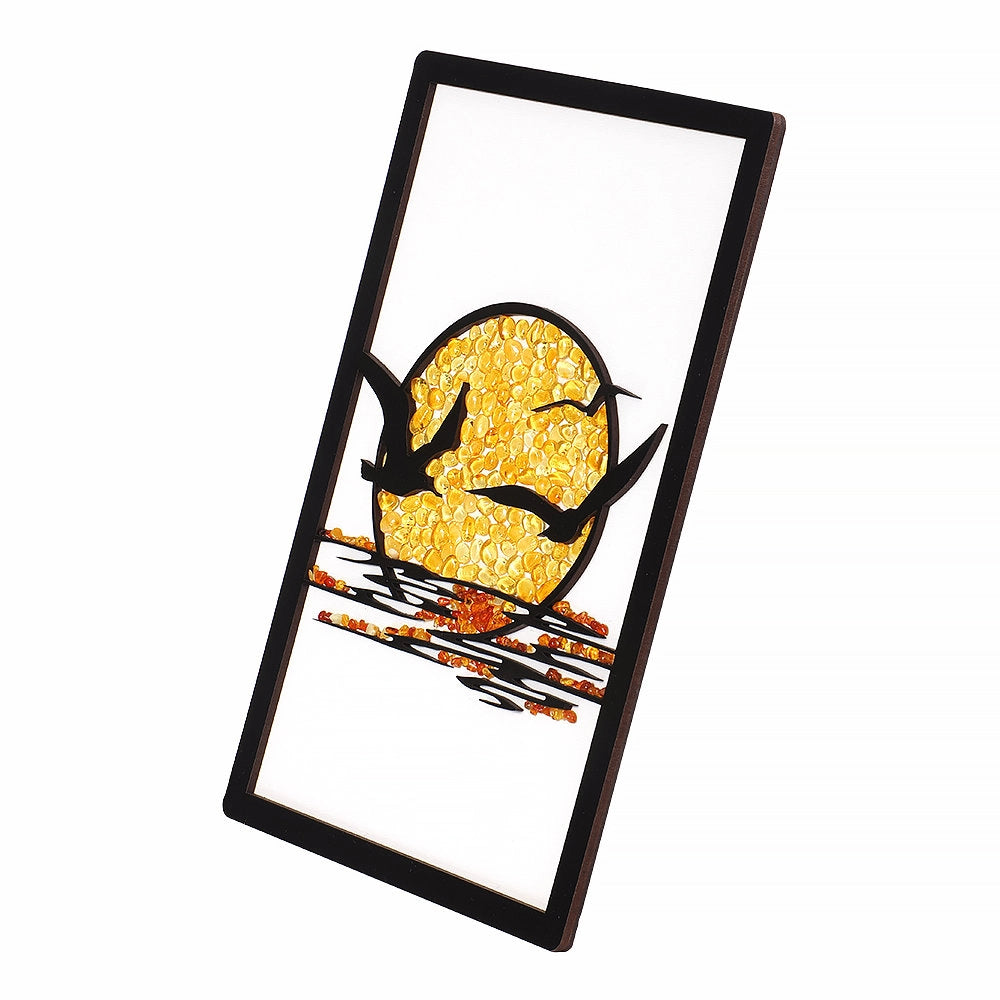 Handmade Baltic Amber Sun Wall Art | Small Decorative Panel