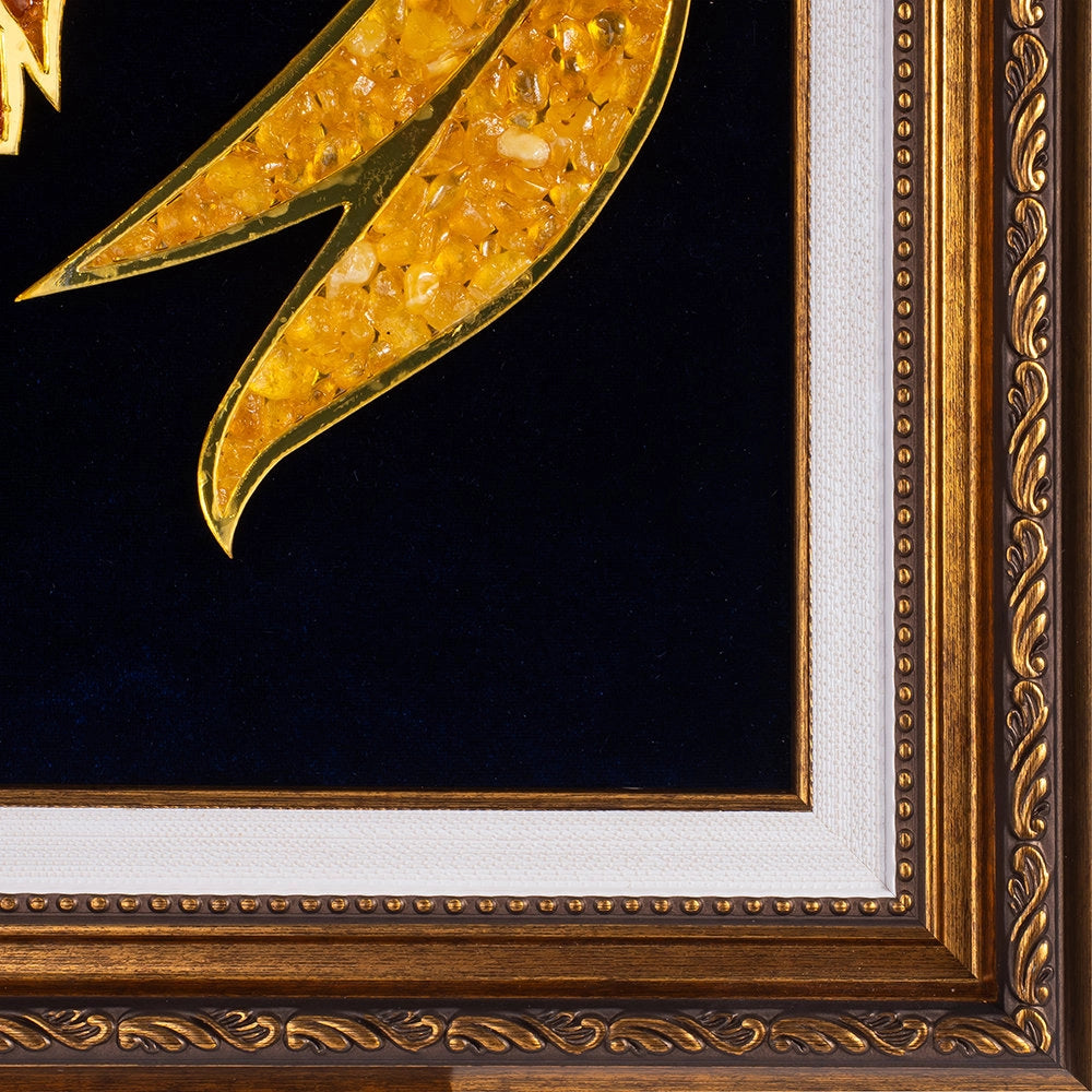 Natural Baltic Amber Fish Wall Art | Handmade Framed Panel