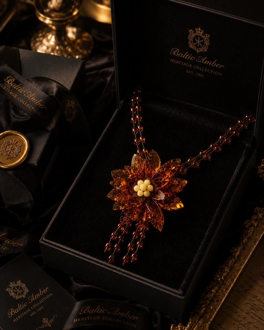 Genuine Baltic Amber Necklace Long Honey Cognac Amber Jewelry Luxury Statement Necklace 27.5 Inch Baltic Jewelry