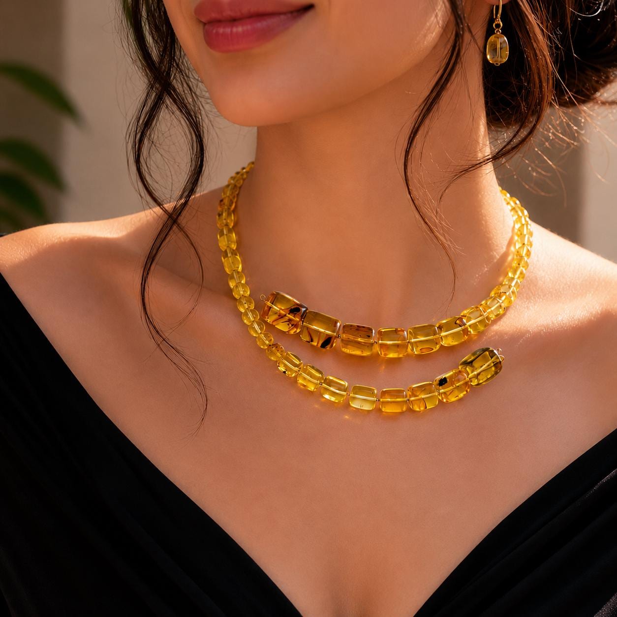 Natural Baltic Amber Necklace for Women – Genuine Honey Amber Choker Necklace – Golden Amber Beads – Minimalist Jewelry Gift – 15.7 Inch