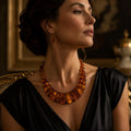 Luxury Baltic Amber Statement Necklace – Genuine Cognac Amber Jewelry – Elegant Old Money Style Necklace – Handmade Amber Gift – 17.7 Inch