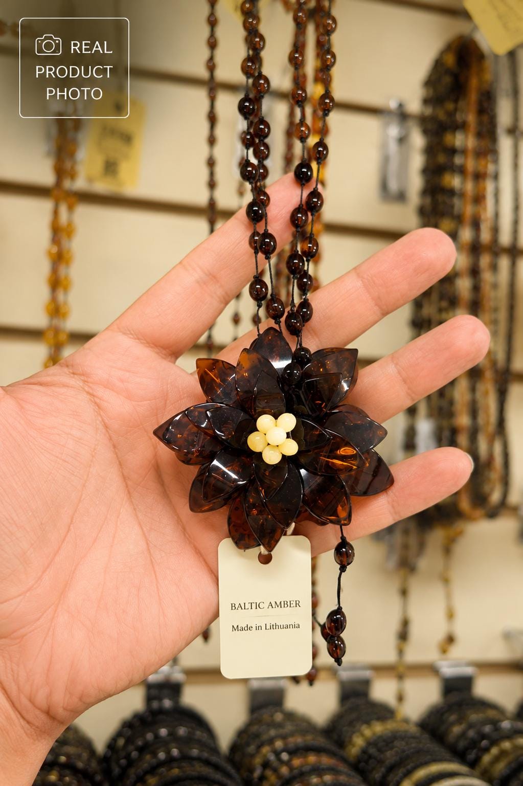 Genuine Baltic Amber Necklace Long Honey Cognac Amber Jewelry Luxury Statement Necklace 27.5 Inch Baltic Jewelry
