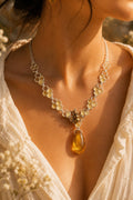 Baltic Amber Bee Pendant Necklace, Sterling Silver Honeycomb Necklace, Gold Plated Amber Jewelry, Designer Gift for Her, 18.9 Inch Necklace
