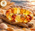 Genuine Baltic Amber Bracelet 6.7 Inches | Honey Cognac Lemon Amber | Natural Amber Jewelry