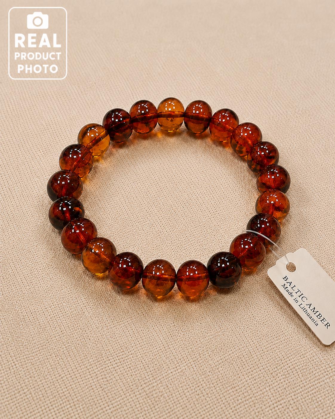 Natural Baltic Amber Bracelet 6.3 Inches | Honey Cognac Amber | Luxury Statement Piece