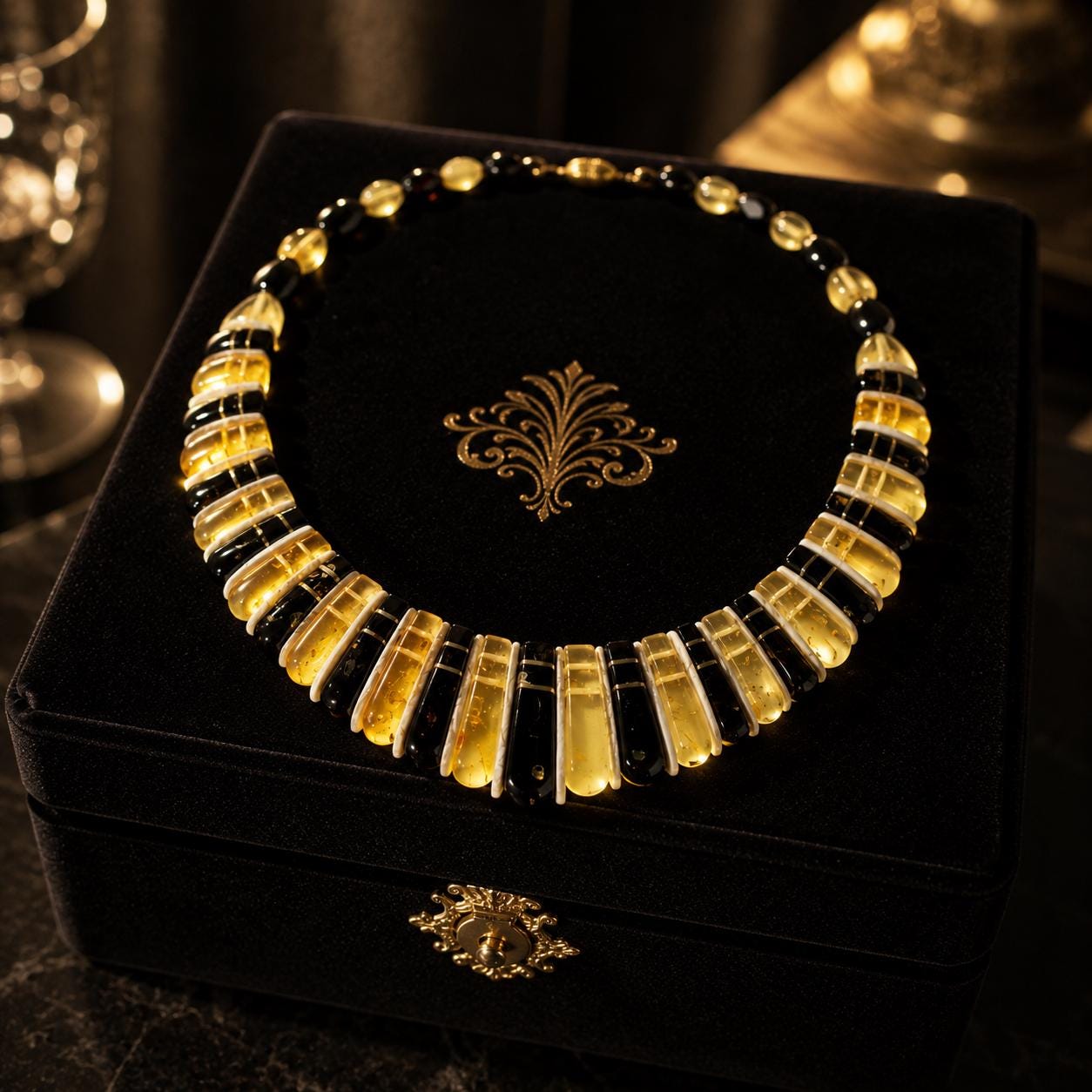 Luxury Baltic Amber Necklace – Lemon Amber Statement Jewelry – Genuine Baltic Amber Necklace – Museum Style Designer Necklace – 17.7 Inches