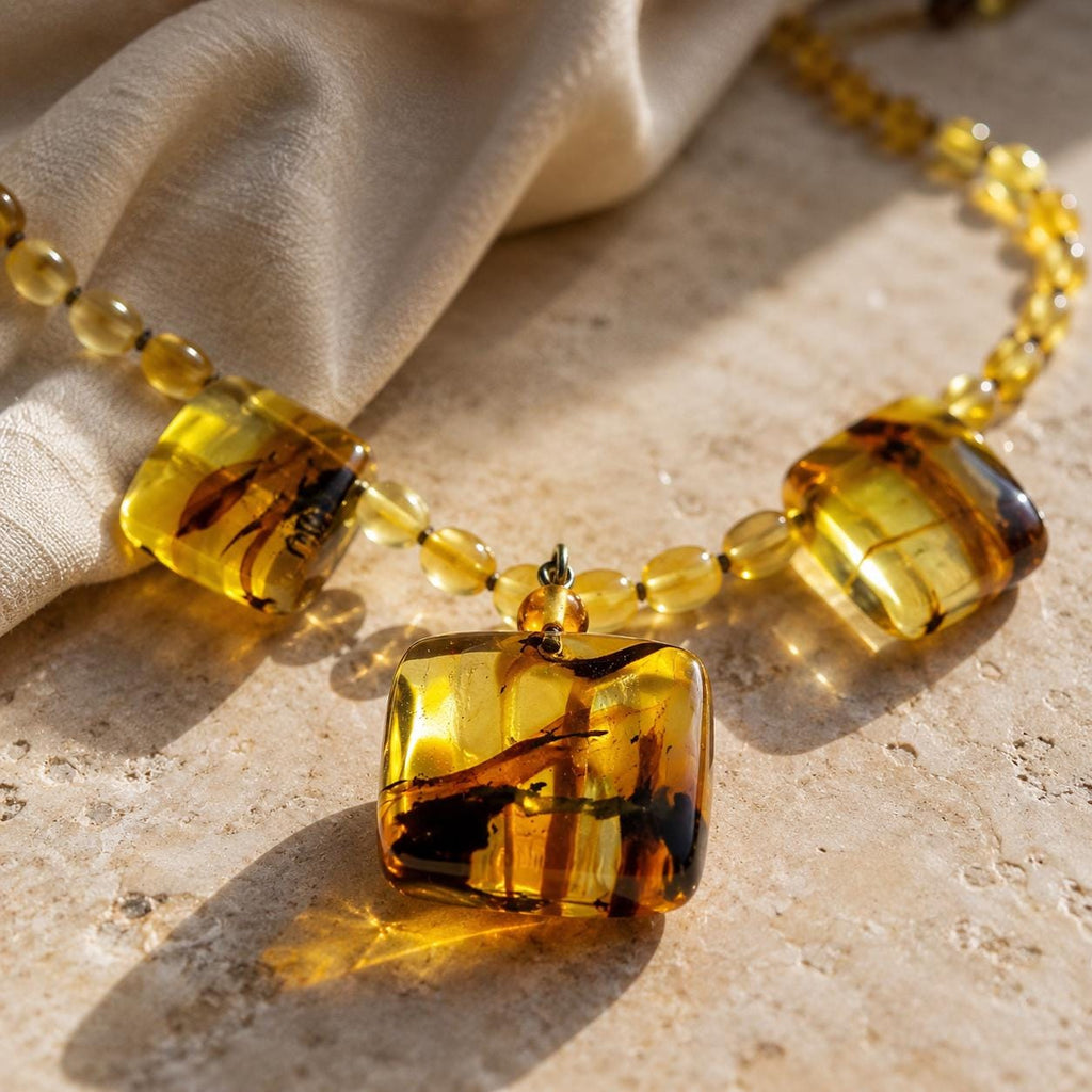 Natural Baltic Amber Necklace for Women – Genuine Honey Amber Choker Necklace – Golden Amber Beads – Minimalist Jewelry Gift – 15.7 Inch
