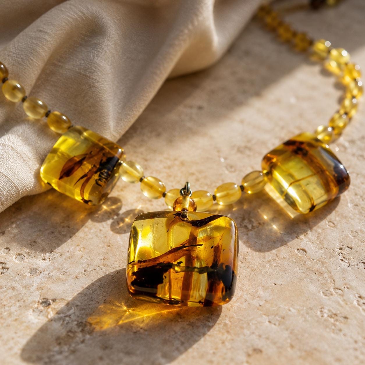 Natural Baltic Amber Necklace for Women – Genuine Honey Amber Choker Necklace – Golden Amber Beads – Minimalist Jewelry Gift – 15.7 Inch