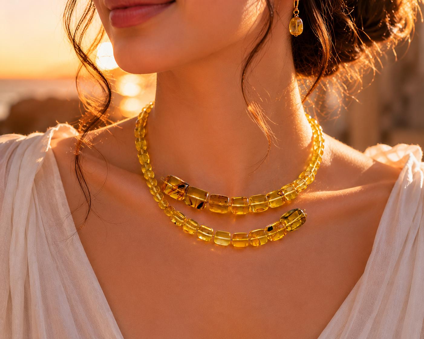 Natural Baltic Amber Necklace for Women – Genuine Honey Amber Choker Necklace – Golden Amber Beads – Minimalist Jewelry Gift – 15.7 Inch
