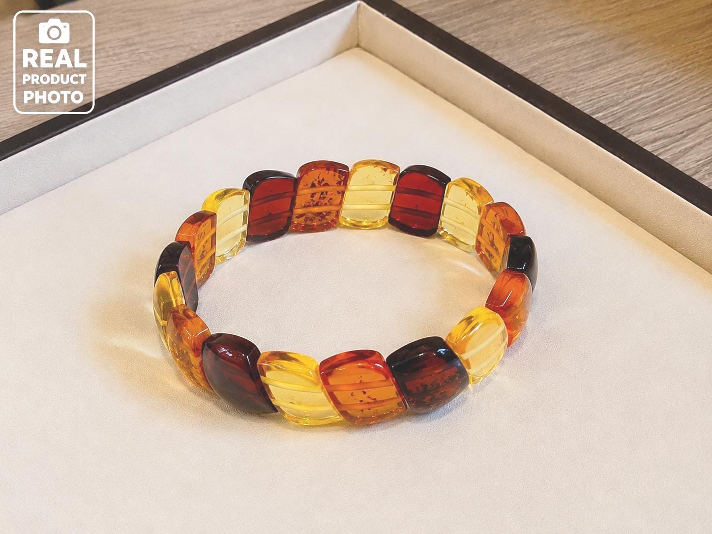 Genuine Baltic Amber Bracelet 7.5 Inches | Honey Cognac Lemon Amber Bracelet | Natural Baltic Amber Jewelry | Handmade Amber Gift for Her