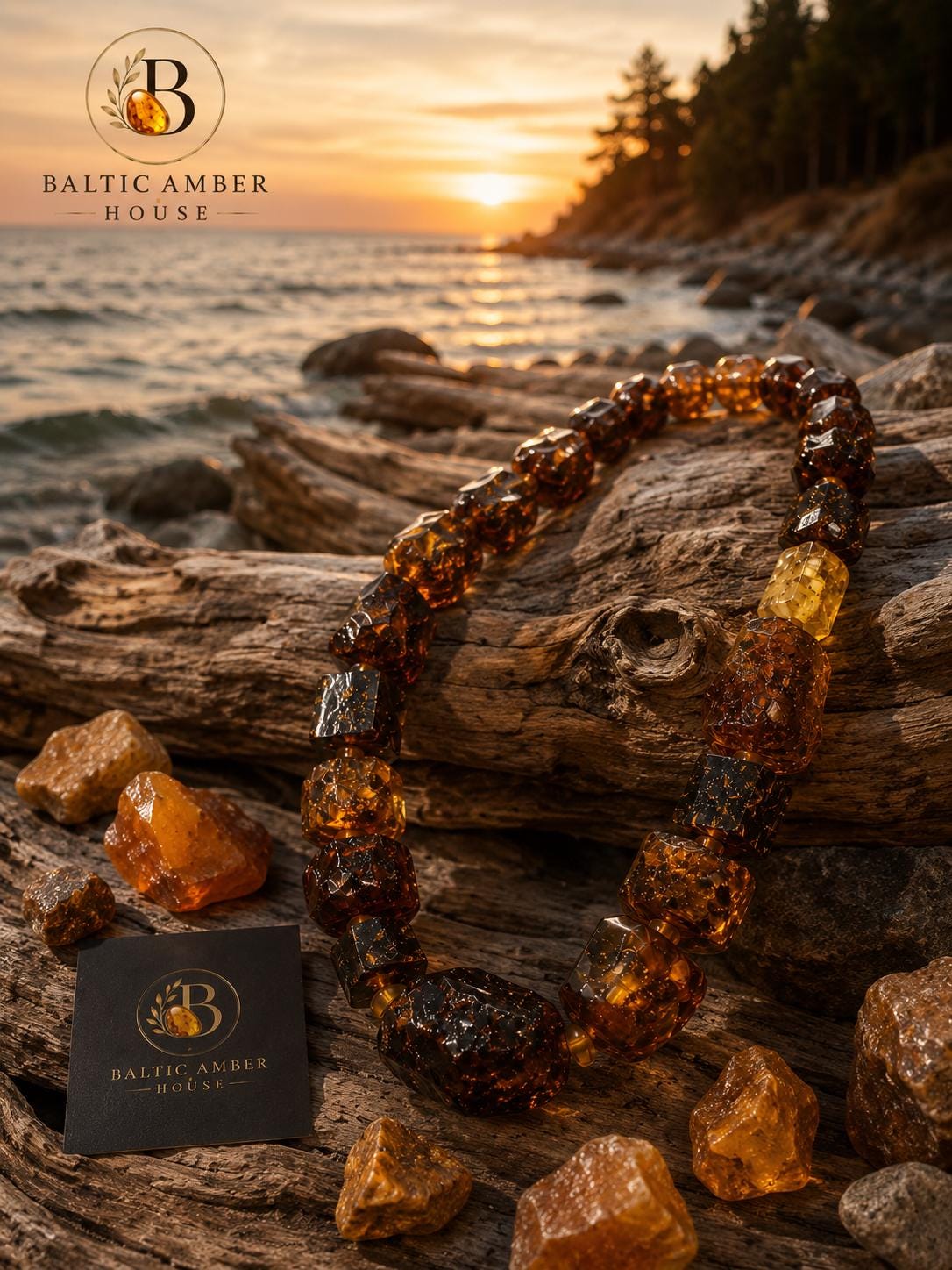 Genuine Baltic Amber Statement Necklace 21.3 Inches | Designer Chunky Amber Beaded Necklace | Collector Jewelry | One of a Kind Gift