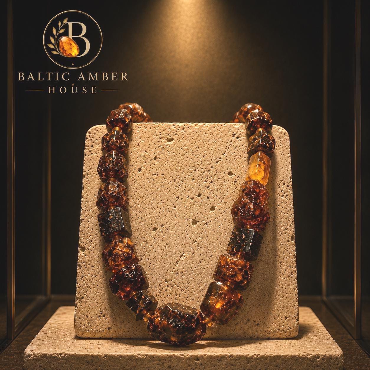 Genuine Baltic Amber Statement Necklace 21.3 Inches | Designer Chunky Amber Beaded Necklace | Collector Jewelry | One of a Kind Gift