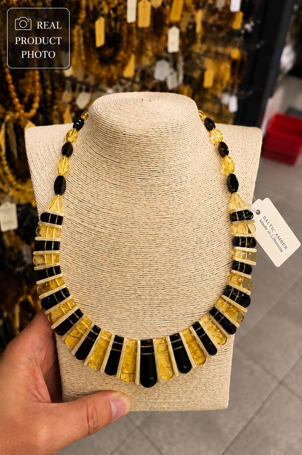 Luxury Baltic Amber Necklace – Lemon Amber Statement Jewelry – Genuine Baltic Amber Necklace – Museum Style Designer Necklace – 17.7 Inches