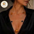 Designer Baltic Amber Statement Necklace 27.6 Inches | Large 0.79–0.98 Inch Amber Stones | Luxury Artisan Jewelry | One of a Kind Collection
