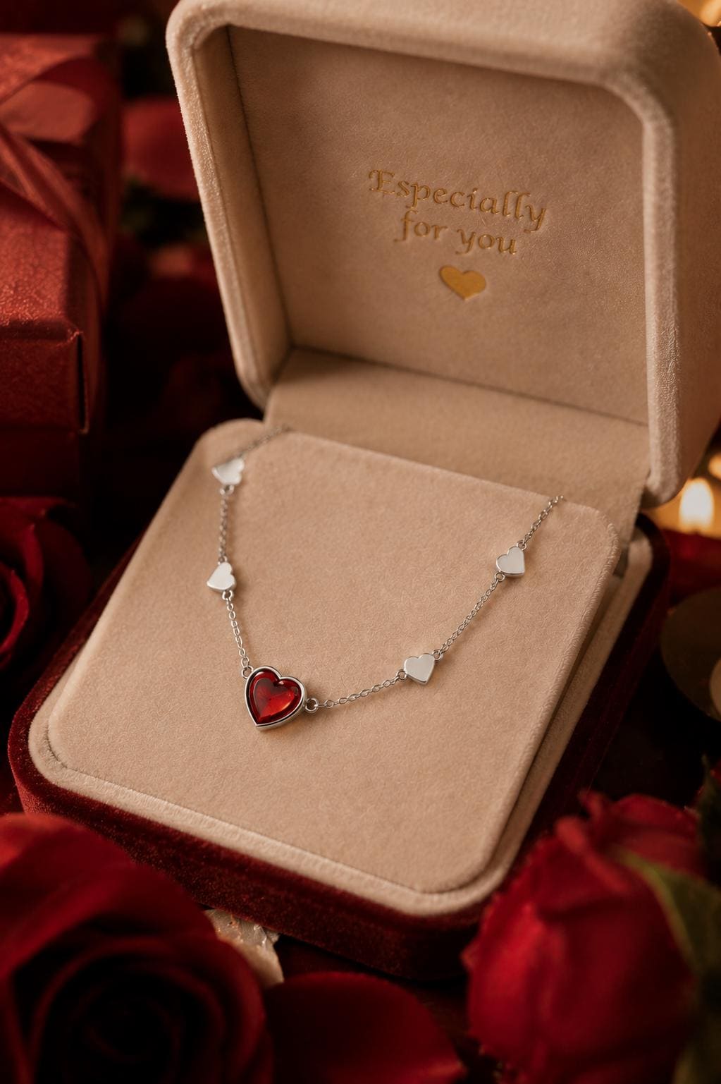 Heart Baltic Amber Necklace 13.8–15.7", 925 Sterling Silver, Genuine Baltic Amber Jewelry, Romantic Gift for Her