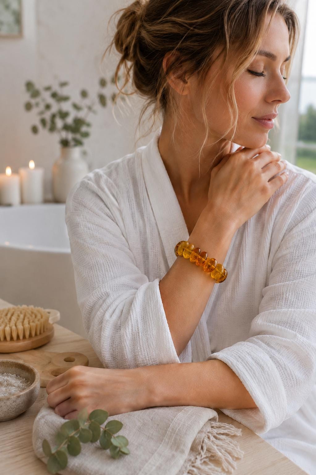 Genuine Baltic Amber Bracelet 6.7 Inches | Honey Cognac Lemon Amber | Natural Amber Jewelry