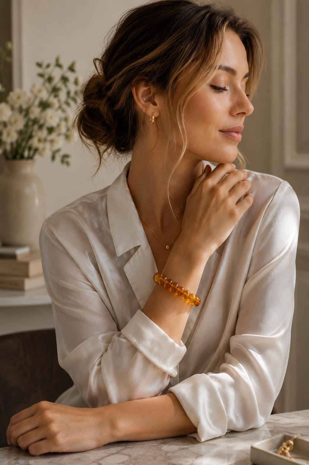 Genuine Baltic Amber Bracelet 6.7 Inches | Honey Cognac Lemon Amber | Natural Amber Jewelry
