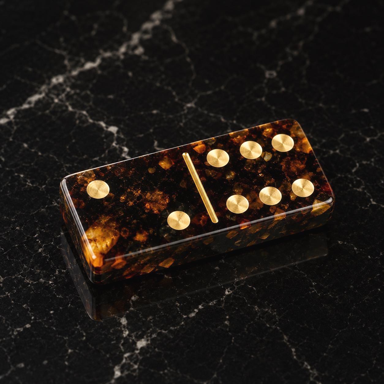 Luxury Baltic Amber Domino Set with Wooden Box, Handmade Collector Edition, Executive Gift for Men