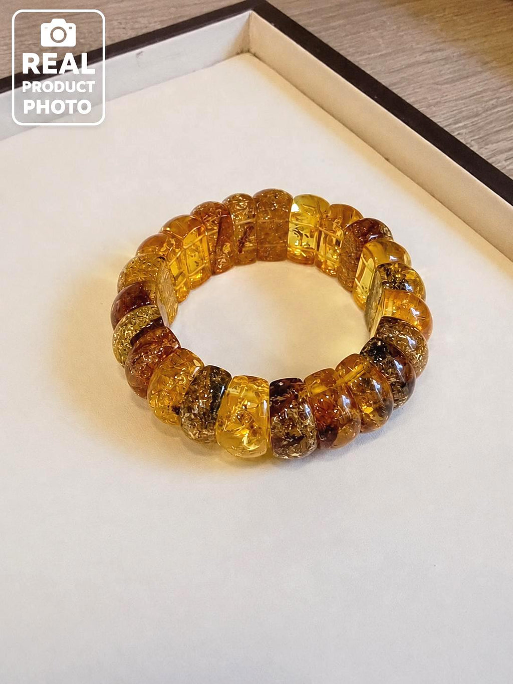 Genuine Baltic Amber Bracelet 6.7 Inches | Honey Cognac Lemon Amber | Natural Amber Jewelry