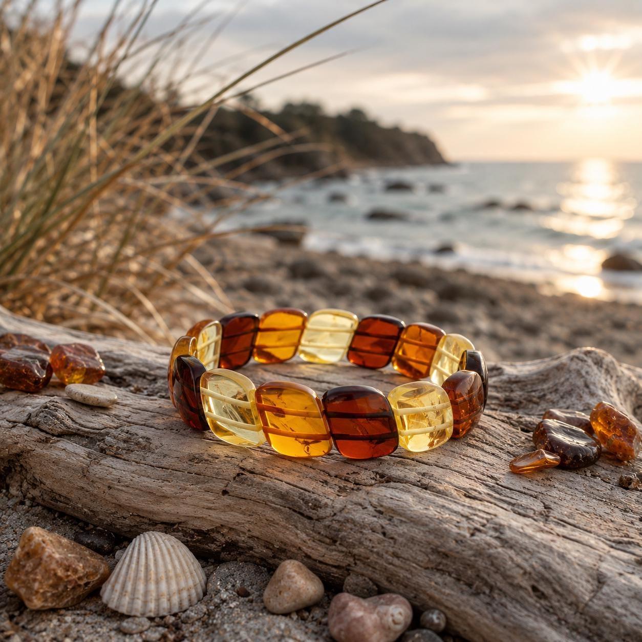 Genuine Baltic Amber Bracelet 7.5 Inches | Honey Cognac Lemon Amber Bracelet | Natural Baltic Amber Jewelry | Handmade Amber Gift for Her