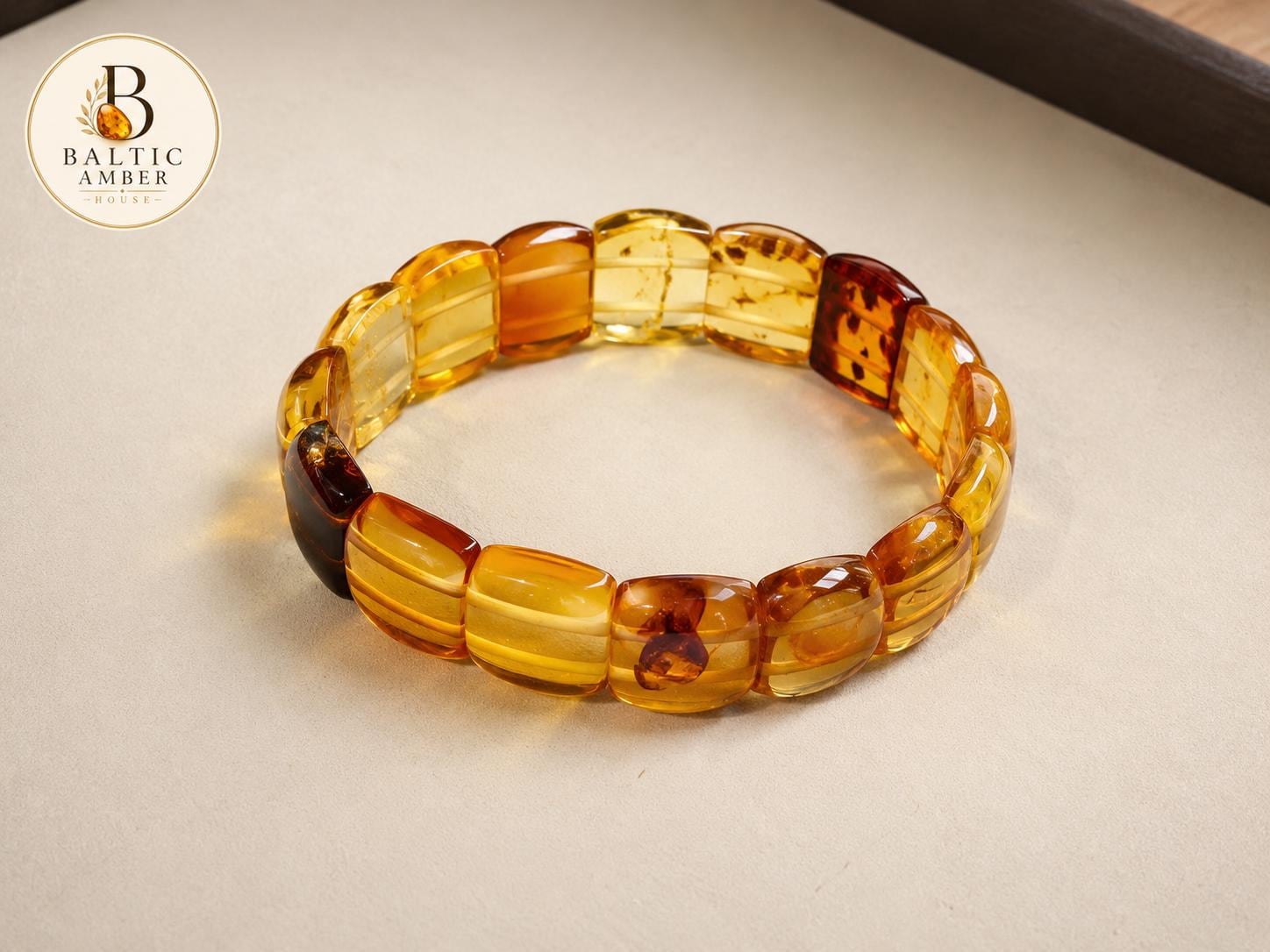 Genuine Baltic Amber Bracelet 7.48 Inches | Honey Cognac Lemon Amber Bracelet | Natural Baltic Amber Jewelry | Handmade Gift for Her
