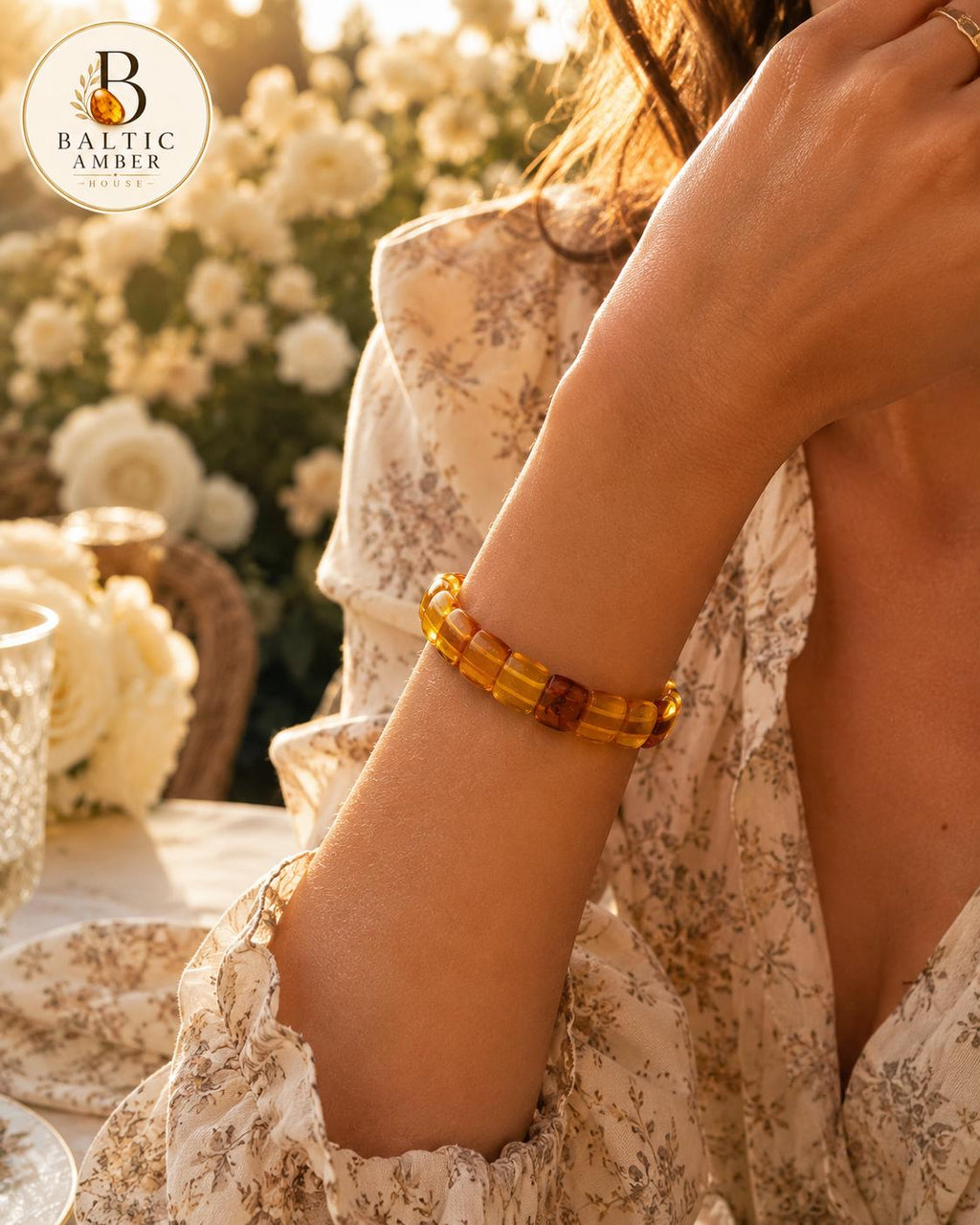 Genuine Baltic Amber Bracelet 7.48 Inches | Honey Cognac Lemon Amber Bracelet | Natural Baltic Amber Jewelry | Handmade Gift for Her