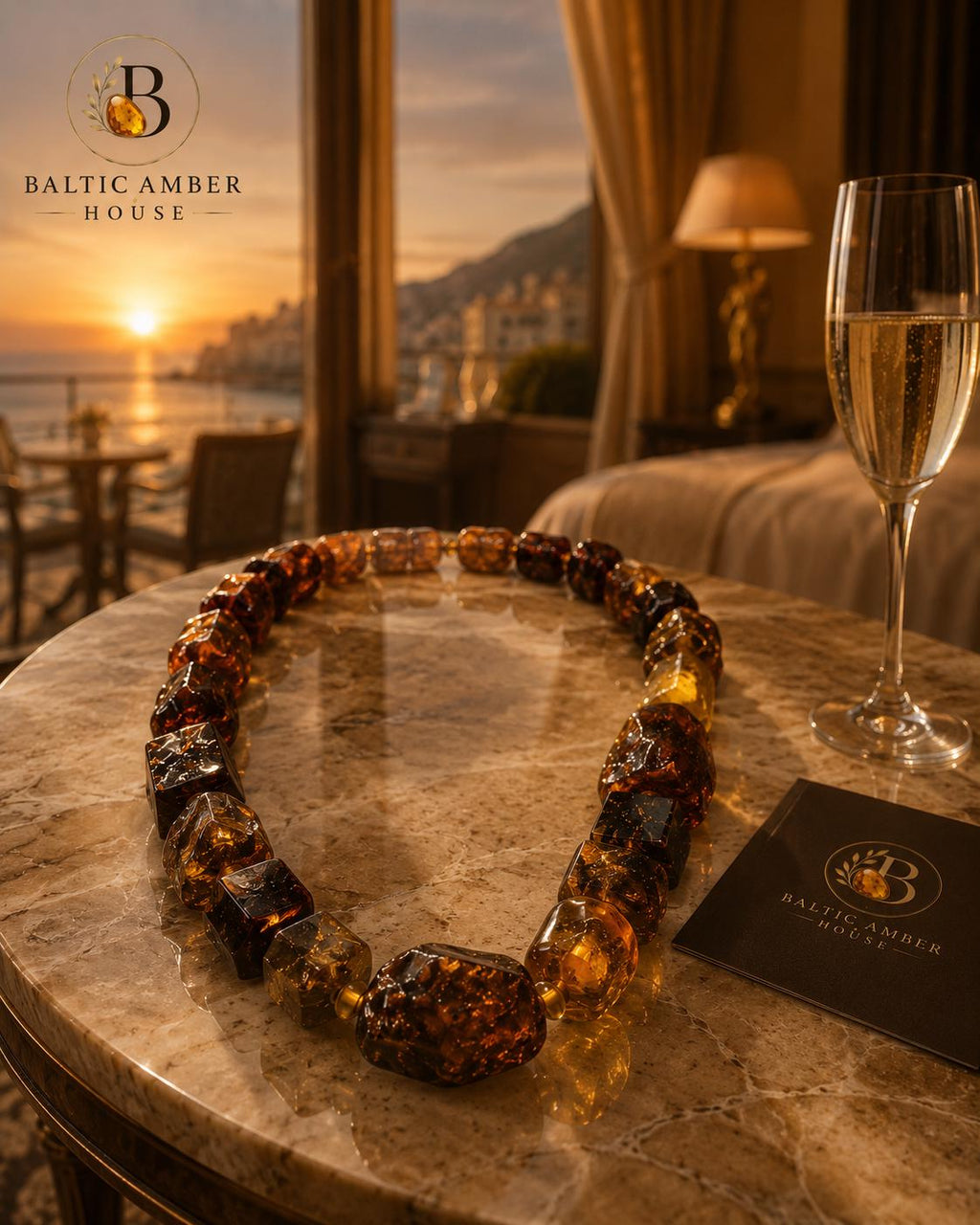 Genuine Baltic Amber Statement Necklace 21.3 Inches | Designer Chunky Amber Beaded Necklace | Collector Jewelry | One of a Kind Gift