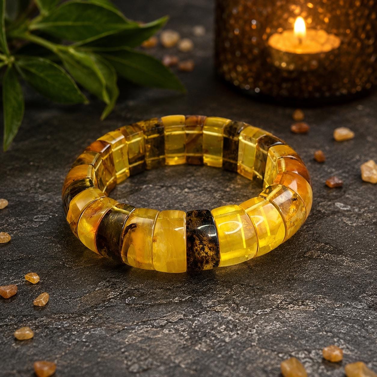 Genuine Baltic Amber Bracelet for Men, 6 Different Weights Available, Natural Stretch Amber Bracelet, Luxury Amber Jewelry Gift for Him