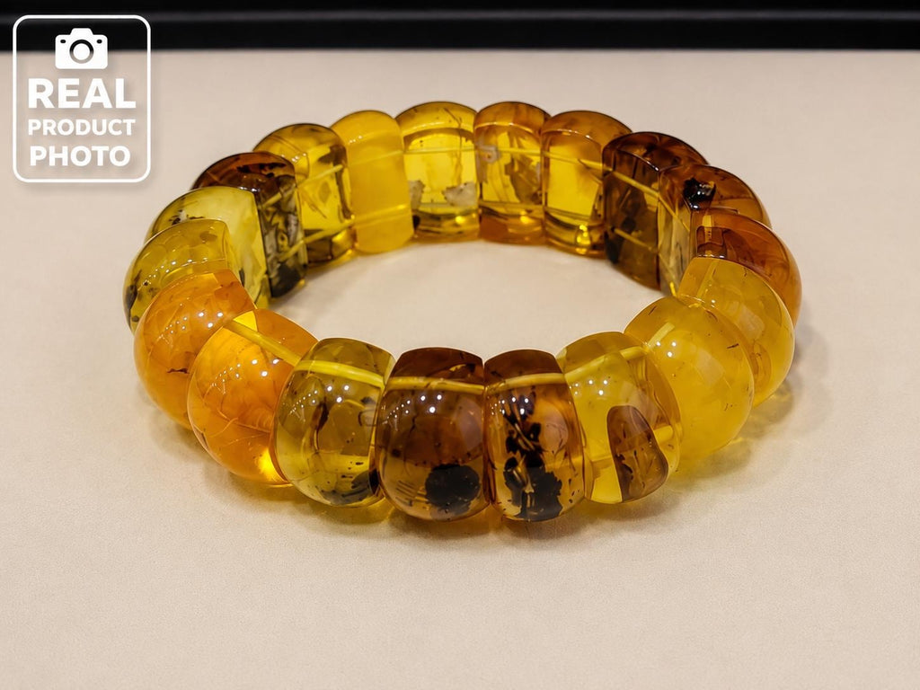 Genuine Baltic Amber Bracelet for Men, 6 Different Weights Available, Natural Stretch Amber Bracelet, Luxury Amber Jewelry Gift for Him