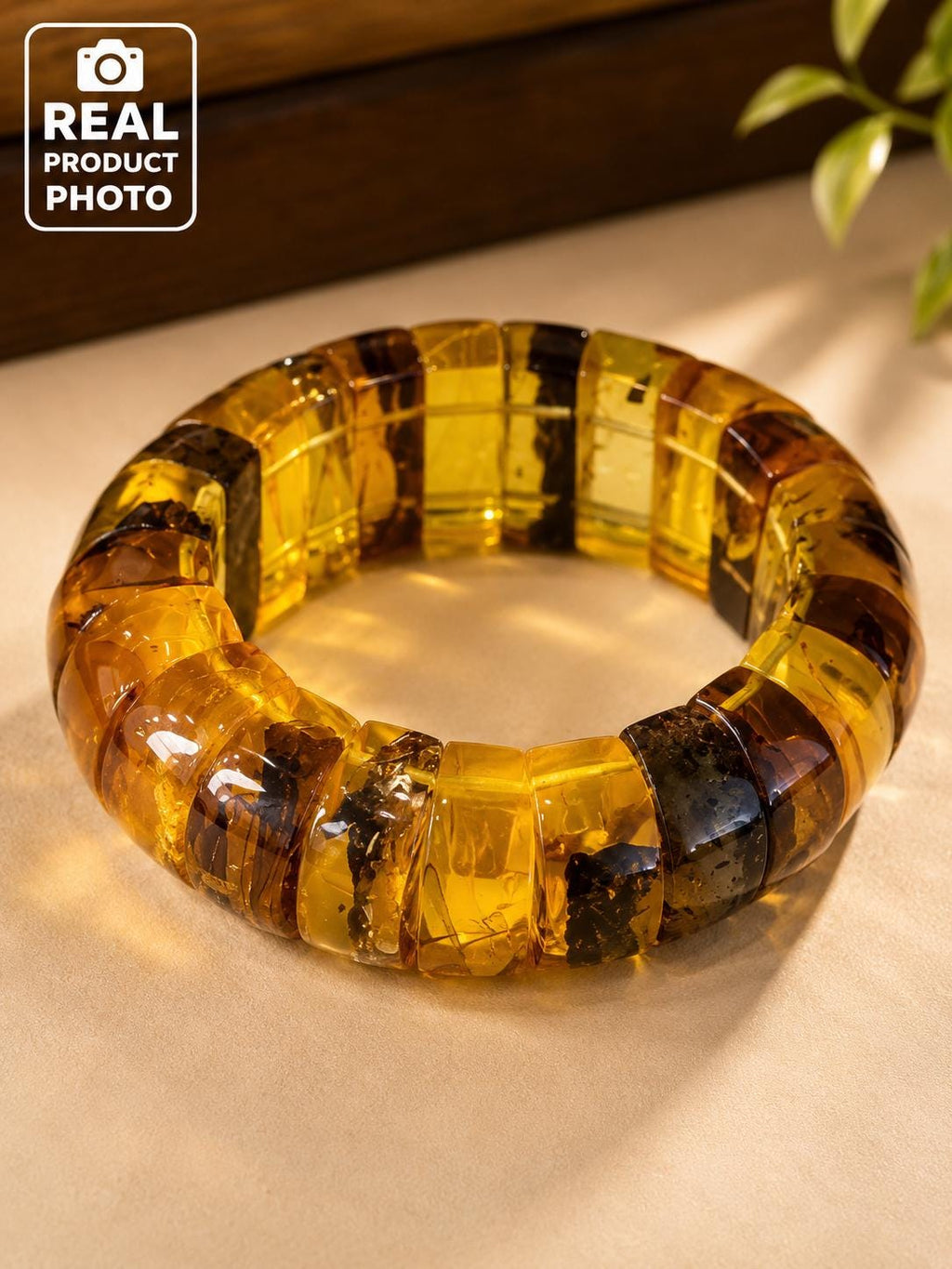 Natural Baltic Amber Bracelet for Men, Genuine Amber Stretch Bracelet, Insect Inclusion Amber Jewelry, 4 Different Sizes Gift