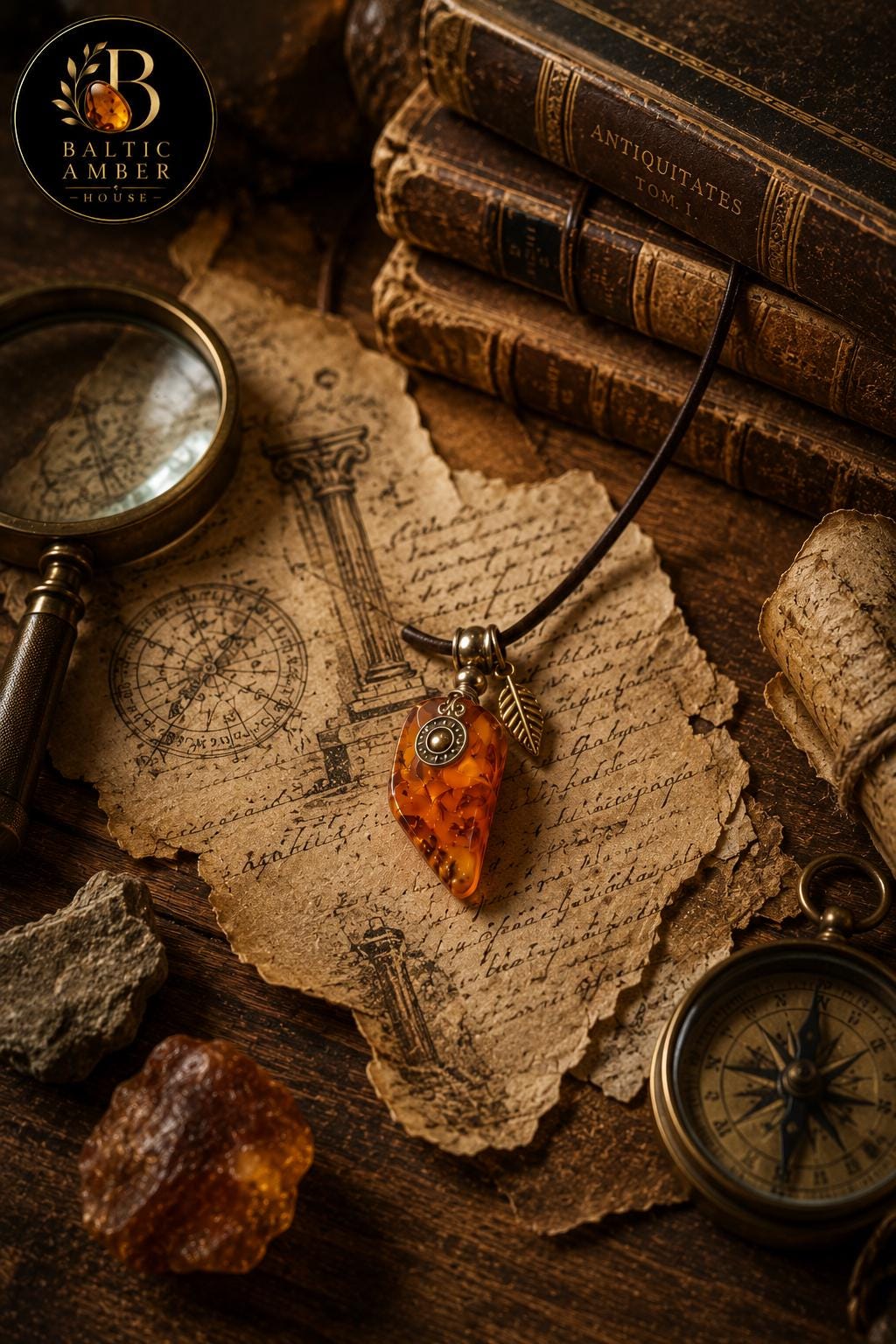 Unisex Baltic Amber Pendant Necklace, Genuine Amber Leather Cord Necklace, Boho Nature Jewelry, Rustic Nordic Gift for Men Women