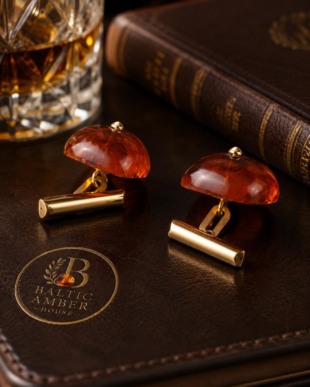 Natural Baltic Amber Cuff Links, Gold Plated Brass Cufflinks for Men, Groom Gift, Executive Business Accessories
