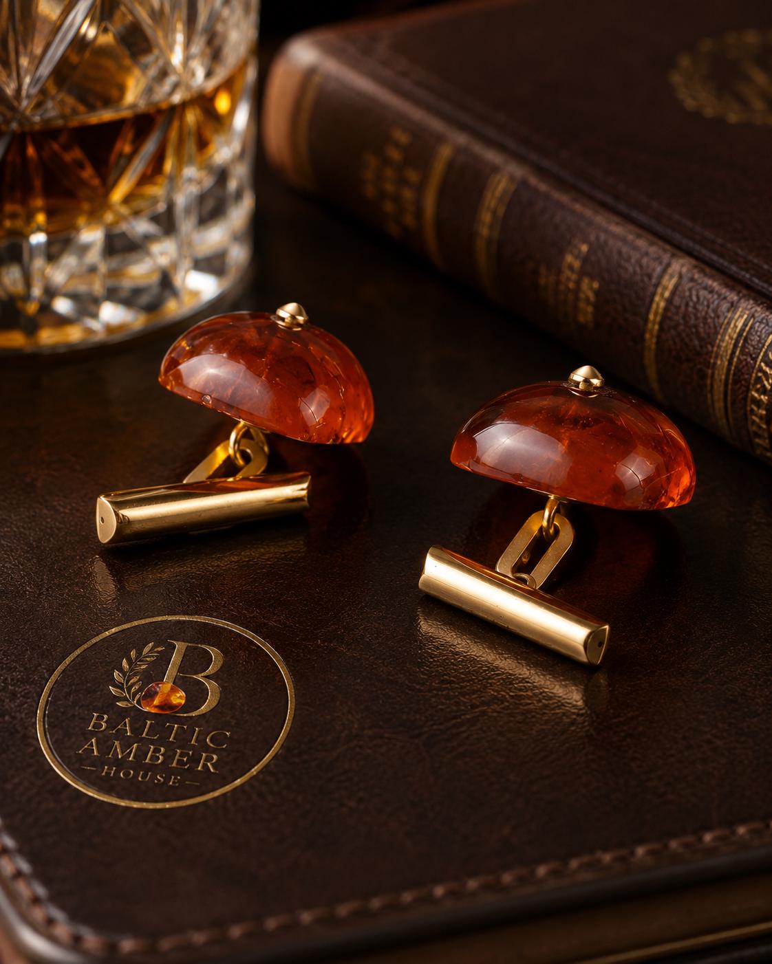 Natural Baltic Amber Cuff Links, Gold Plated Brass Cufflinks for Men, Groom Gift, Executive Business Accessories