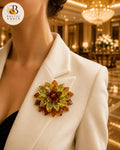 Designer Baltic Amber Flower Brooch, Handmade Natural Amber Floral Pin, Statement Jewelry Gift for Women, Collector Piece