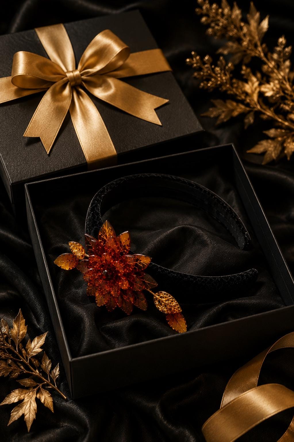 Baltic Amber Floral Headband for Women, Cognac Amber Hair Accessory, Handmade Amber Flower Headpiece, Bridal Hair Band Gift