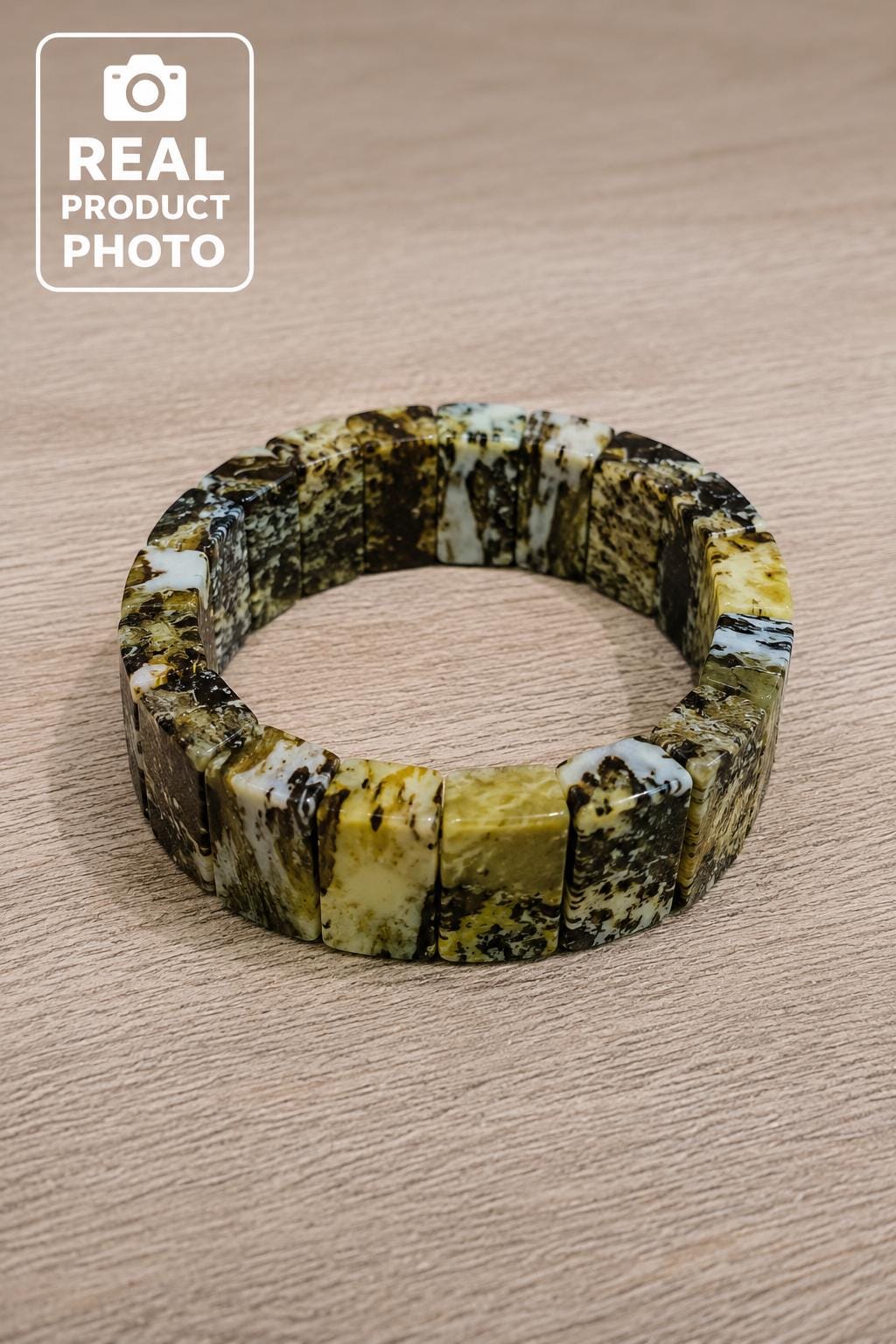 Natural Baltic Amber Bracelet for Men, Dendritic Amber Stretch Bracelet, Rare Landscape Amber Jewelry, Handmade Gift for Him