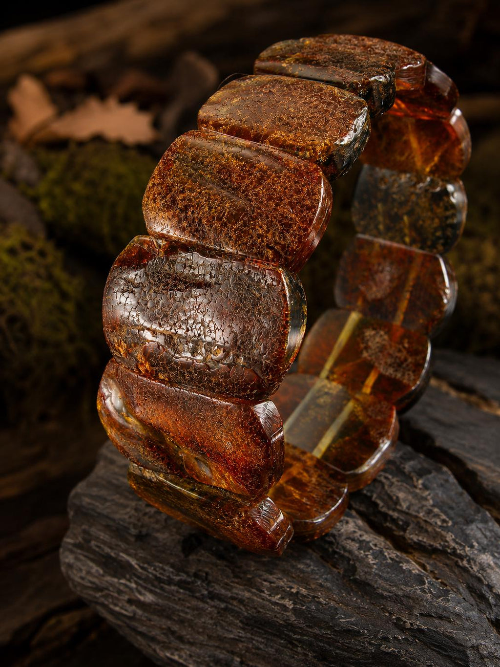 Men's Baltic Amber Bracelet, Chunky Statement Amber Jewelry, Natural Baltic Amber Gift for Him, Luxury Handmade Bracelet