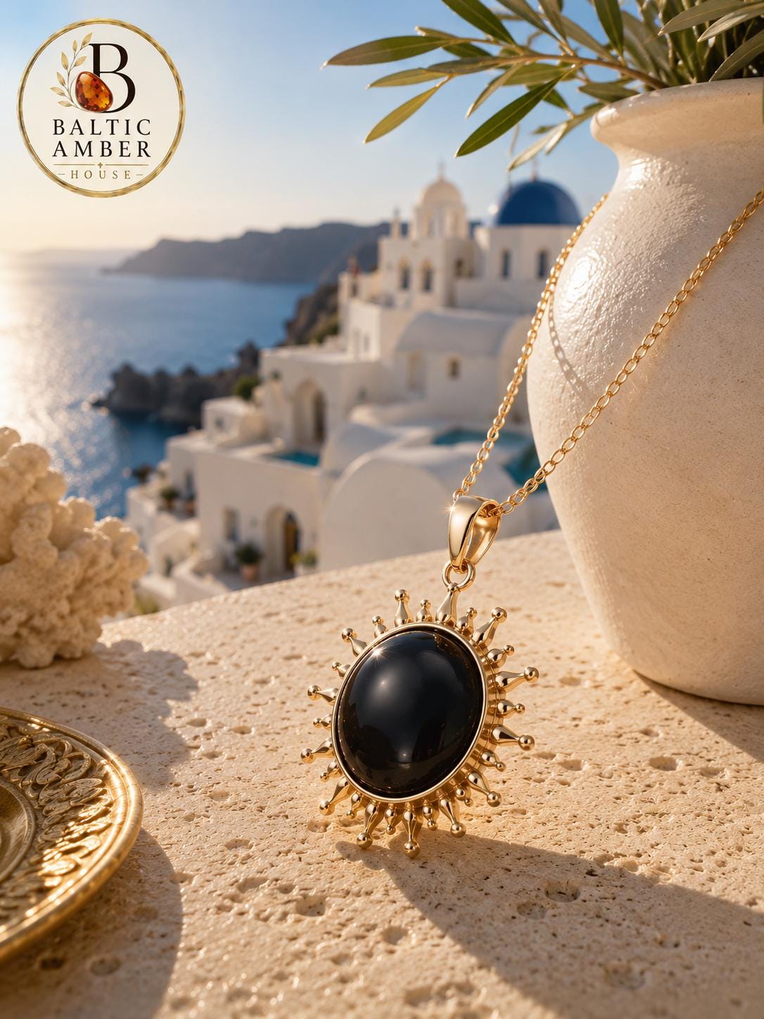 Natural Baltic Amber Pendant, 925 Sterling Silver Gold Plated Pendant, Handmade Amber Jewelry, Luxury Gift for Her