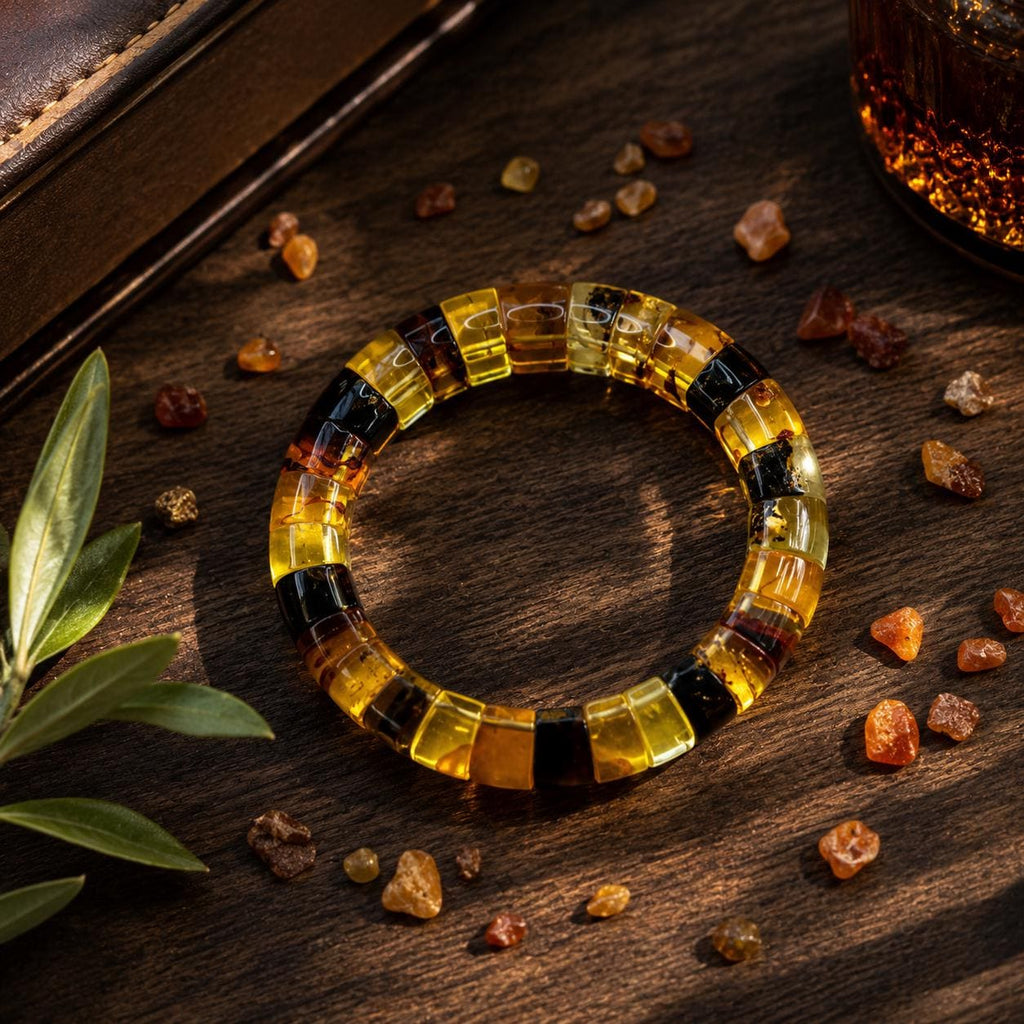 Genuine Baltic Amber Bracelet for Men, 6 Different Weights Available, Natural Stretch Amber Bracelet, Luxury Amber Jewelry Gift for Him