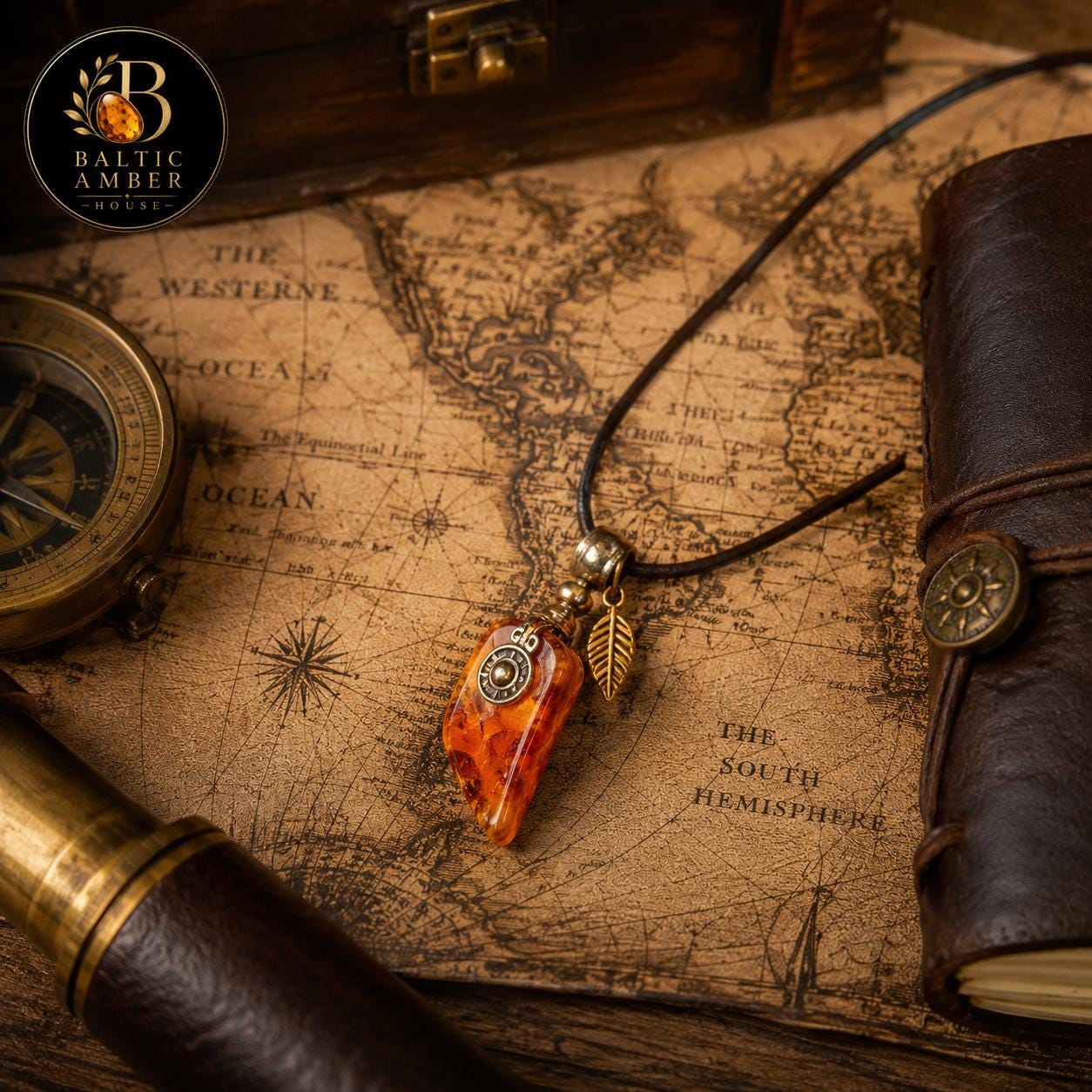 Unisex Baltic Amber Pendant Necklace, Genuine Amber Leather Cord Necklace, Boho Nature Jewelry, Rustic Nordic Gift for Men Women
