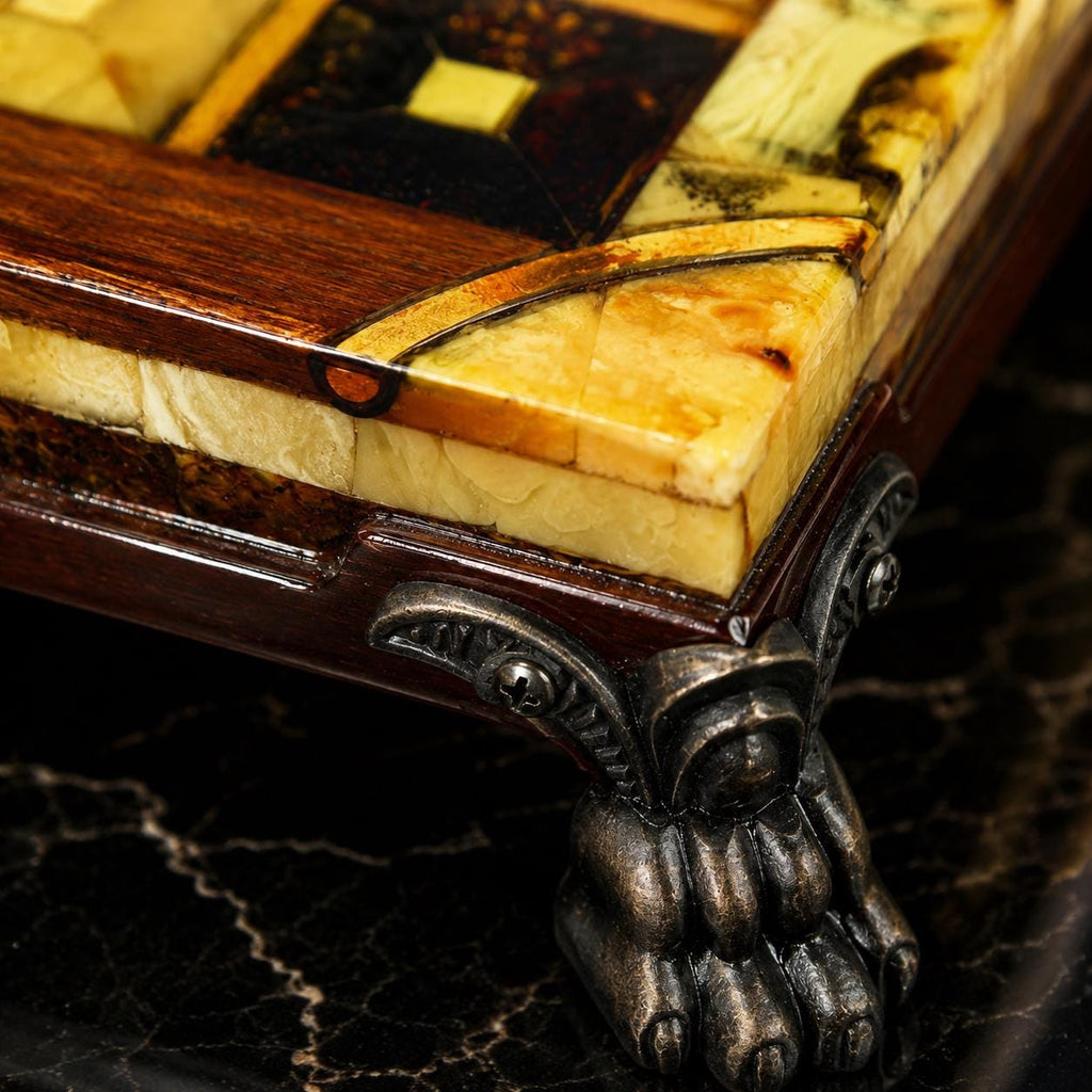 Natural Baltic Amber Chess Set, Luxury Wooden Chess Board, Handmade Chess Set, Executive Gift, Collector Game, One of a Kind Decor