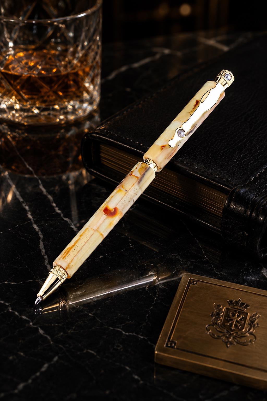Natural Baltic Amber Pen, Handmade Executive Gift, Genuine Amber Business Pen, Luxury Desk Accessory, Gift for Boss, CEO, Lawyer