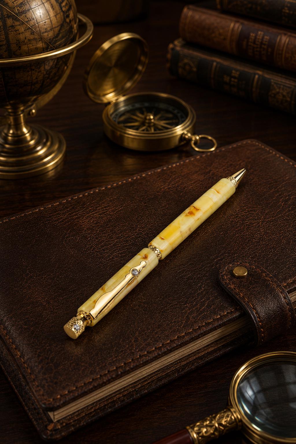 Natural Baltic Amber Pen, Handmade Executive Gift, Genuine Amber Business Pen, Luxury Desk Accessory, Gift for Boss, CEO, Lawyer