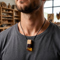 Natural Baltic Amber Wood Pendant, Handmade Wooden Amber Pendant, Genuine Baltic Amber Jewelry, Minimalist Unisex Gift for Him & Her