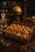 Luxury Baltic Amber Chess Set, Handmade Wooden Chess Board, Genuine Amber Chess Pieces, Executive Gift, Collector Game
