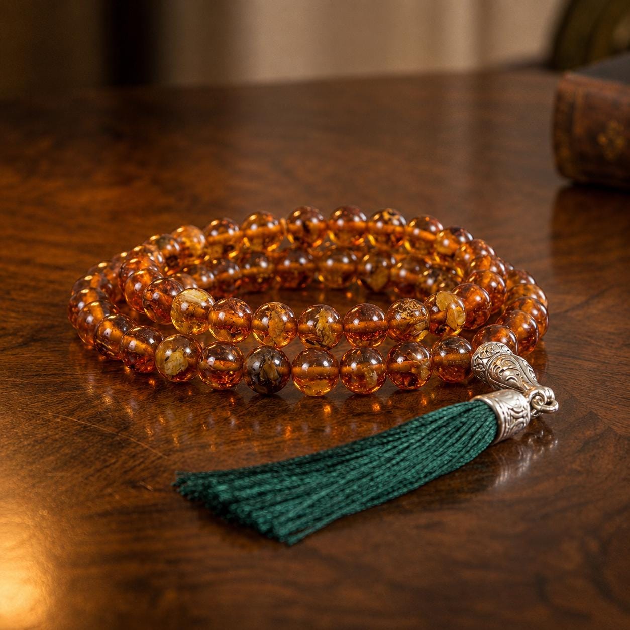 Genuine Baltic Amber Prayer Beads, Handmade Islamic Tasbih, 99 Bead Amber Misbaha, Luxury Muslim Gift for Men, Natural Baltic Amber