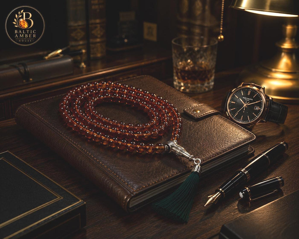 Genuine Baltic Amber Prayer Beads, Handmade Islamic Tasbih, 99 Bead Amber Misbaha, Luxury Muslim Gift for Men, Natural Baltic Amber