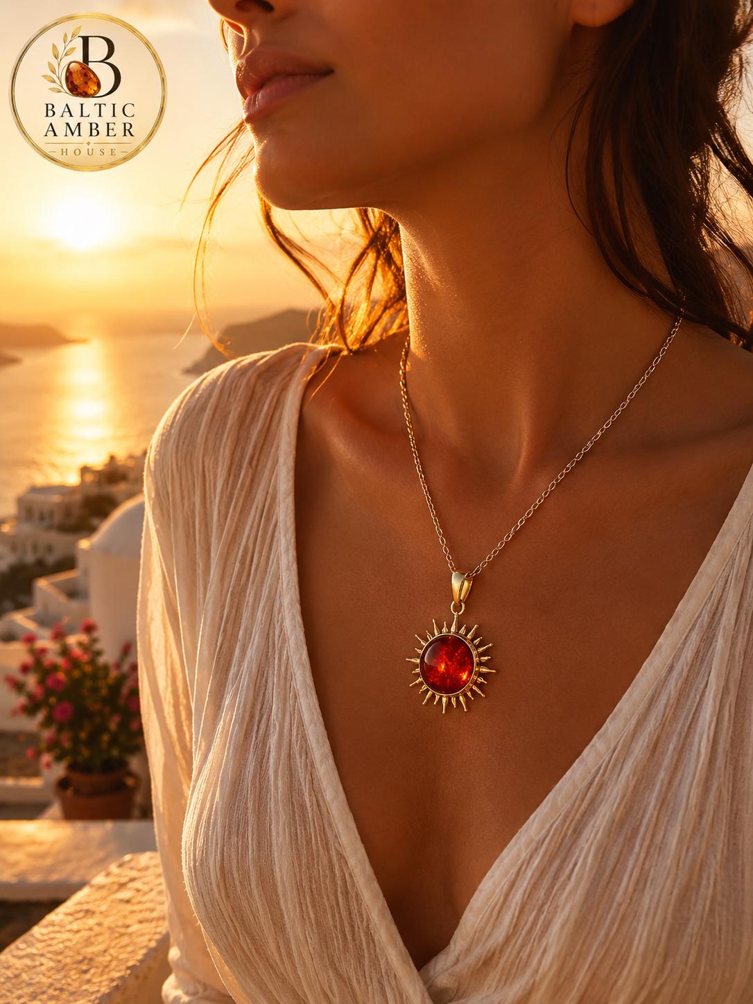Natural Baltic Amber Pendant, 925 Sterling Silver Gold Plated Pendant, Handmade Amber Jewelry, Luxury Gift for Her